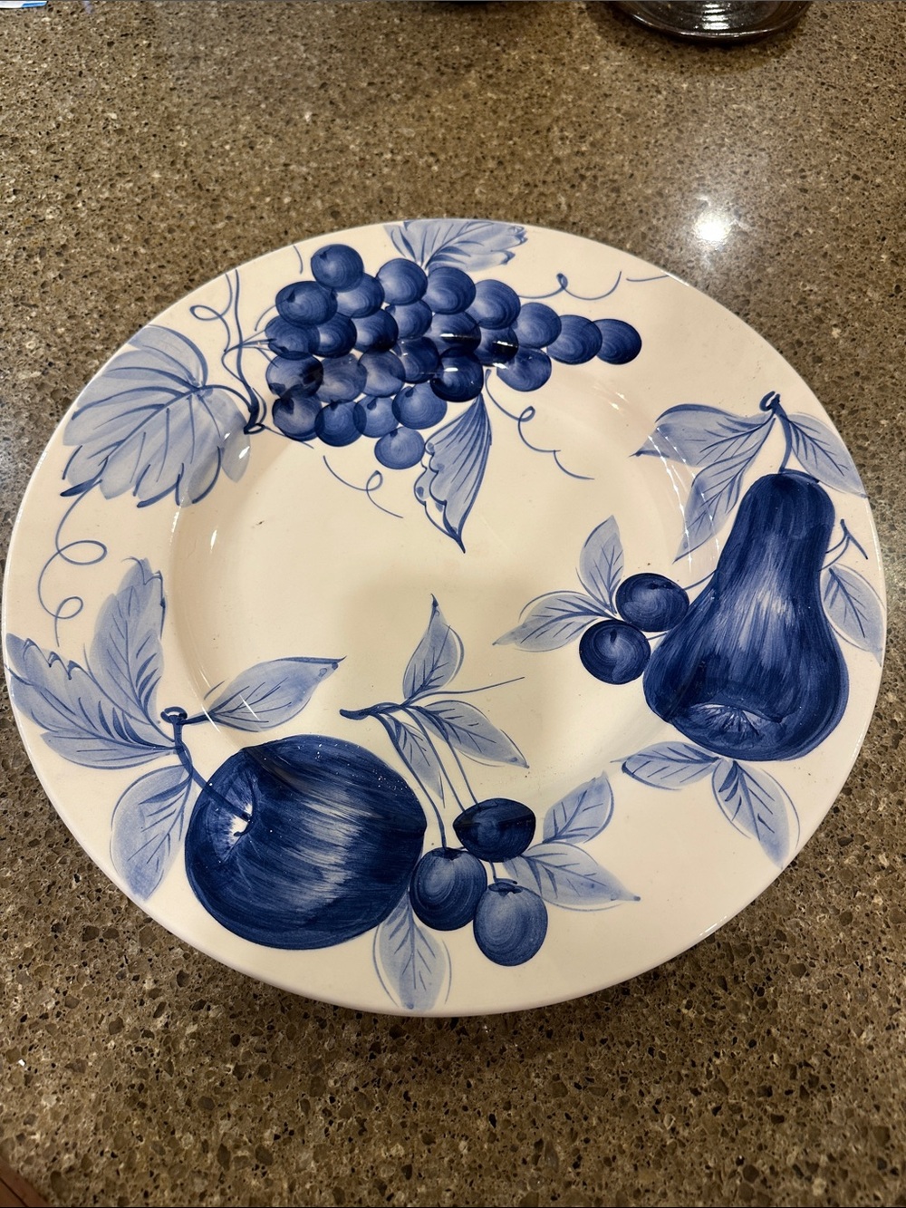 Pier One Melinda Fruit Pattern Ceramic Serving Bowl - Classic Blue & White